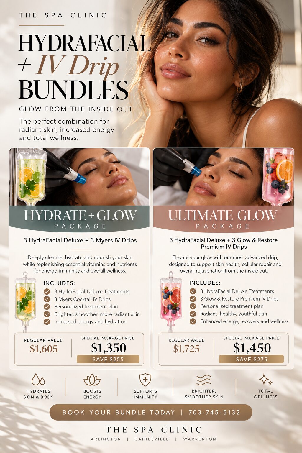 Hydrafacial and IV Drip Glow Bundles HydraFacial + IV Drip Bundles