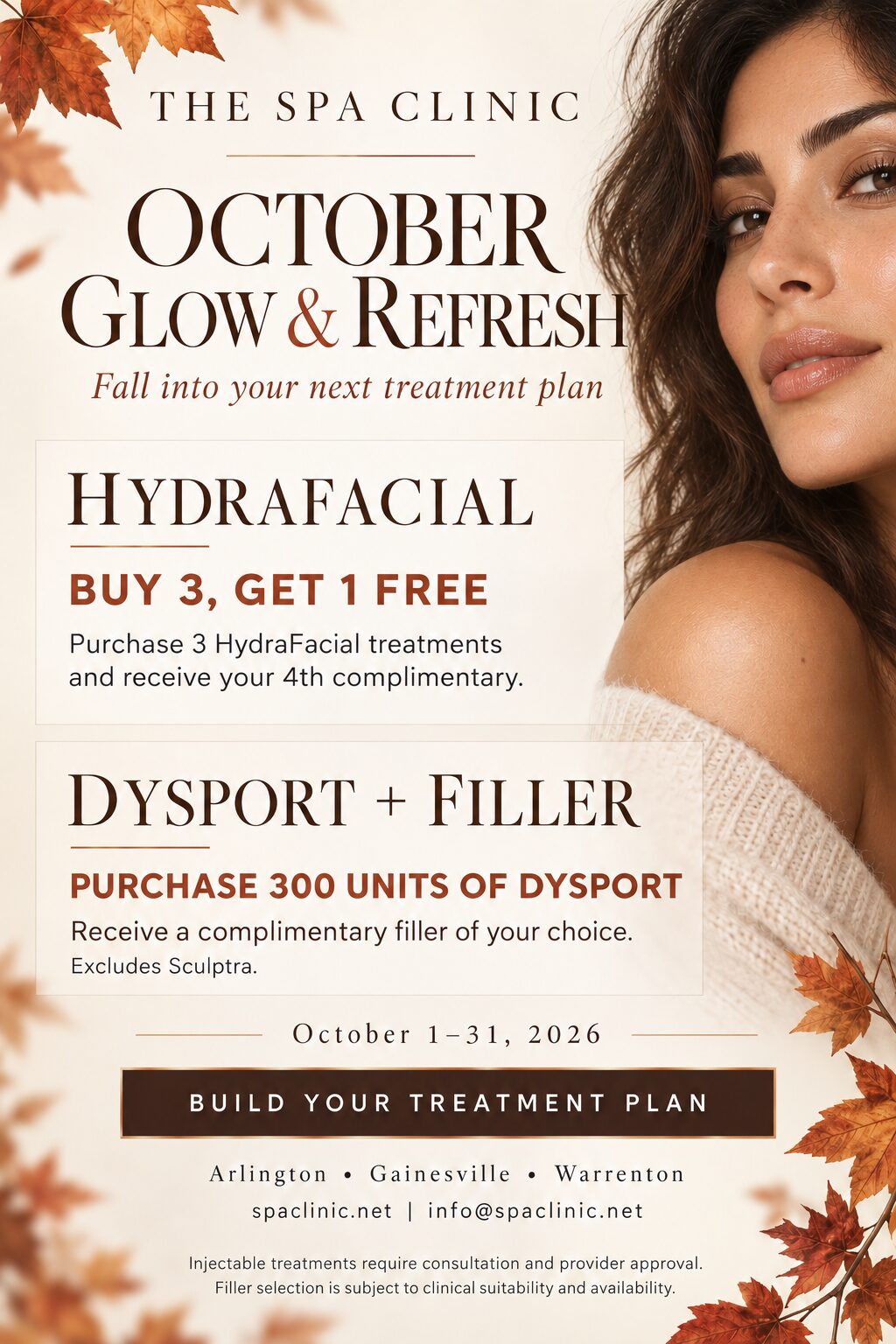 October spa clinic promotion October Glow and Refresh